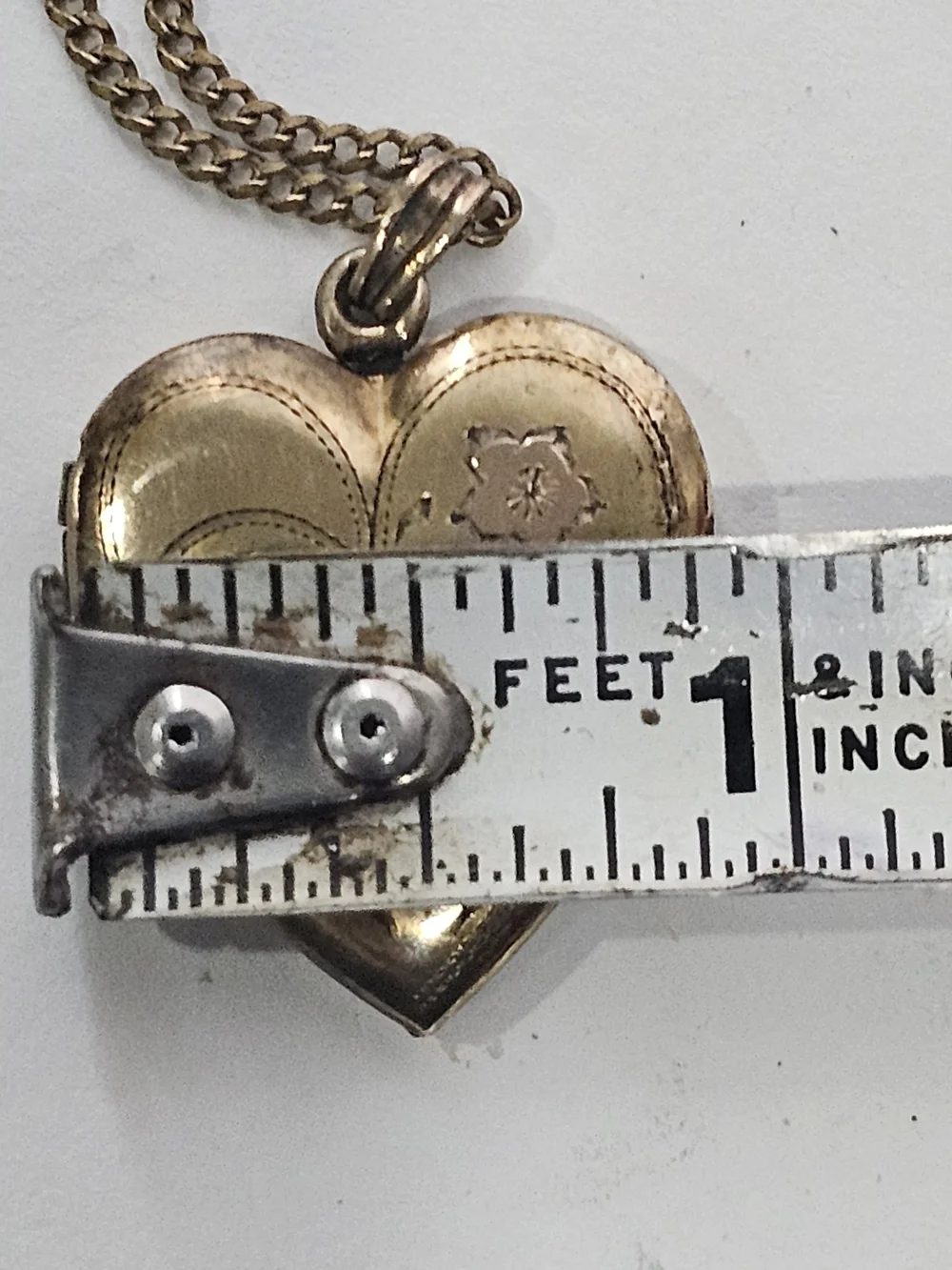 1/20 12k On Sterling Heart Floral Etched Locket Necklace - 18